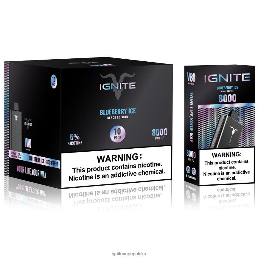 Ignite Vape Opinie | IGNITE V80 vape pen 10 szt lód jagodowy 0648NZ54